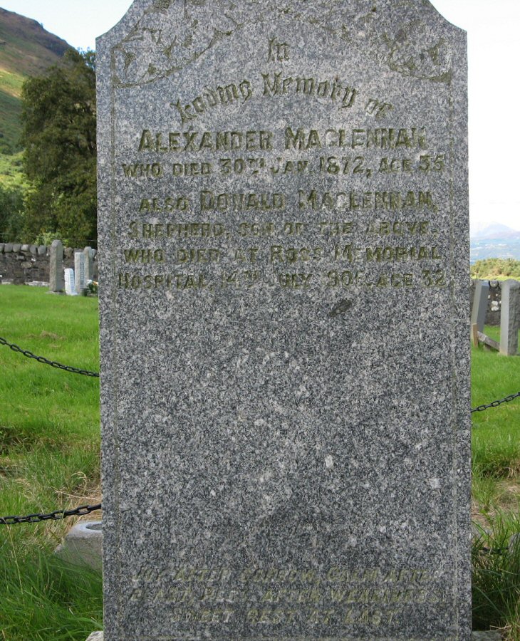 Photo of headstones/Alexander McLennan (d1872) hdstn Lochbroom